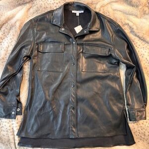 Single Thread Leather Like Pleather Shacket - Button Down - **NEW** Size Small